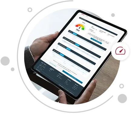 tablet mostrando o relatório de consulta